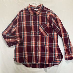 Time & True XL Flannel Plaid Women’s Button Up Top